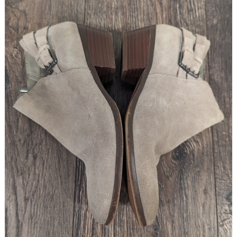 Sam Edelman Grey Leather Suede Petal Heeled Ankle Boots Size 7 - Picture 5 of 11